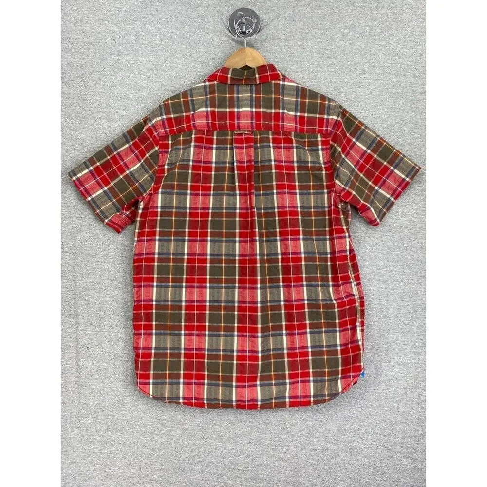 The North Face Shirt Mens Large Red Plaid Button Down Short Sleeve Outdoor Hike